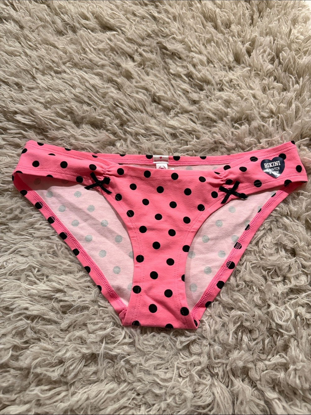 NWT Rare Victoria's Secret VTG PINK 2010 Ruched Bow Cheeky Bikini Small